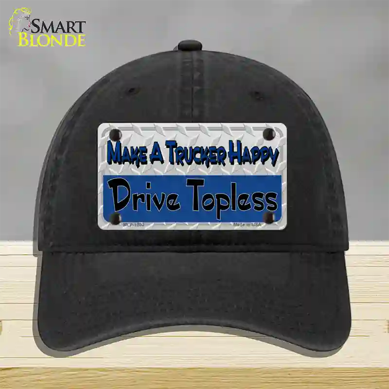 Make A Mesh Happy Novelty License Plate Hat Unconstructed Cotton / Black