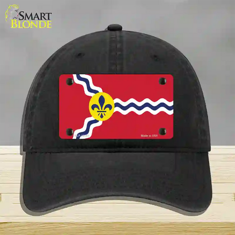 St. Louis State Flag Missouri Novelty License Plate Hat Unconstructed Cotton / Black