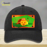 Pumpkin Kitty Novelty License Plate Hat Unconstructed Cotton / Black