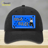 Dogs Rule Novelty License Plate Hat Tag Unconstructed Cotton / Black