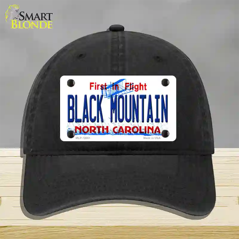 Black Mountain North Carolina Novelty License Plate Hat Unconstructed Cotton / Black