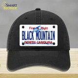 Black Mountain North Carolina Novelty License Plate Hat Unconstructed Cotton / Black