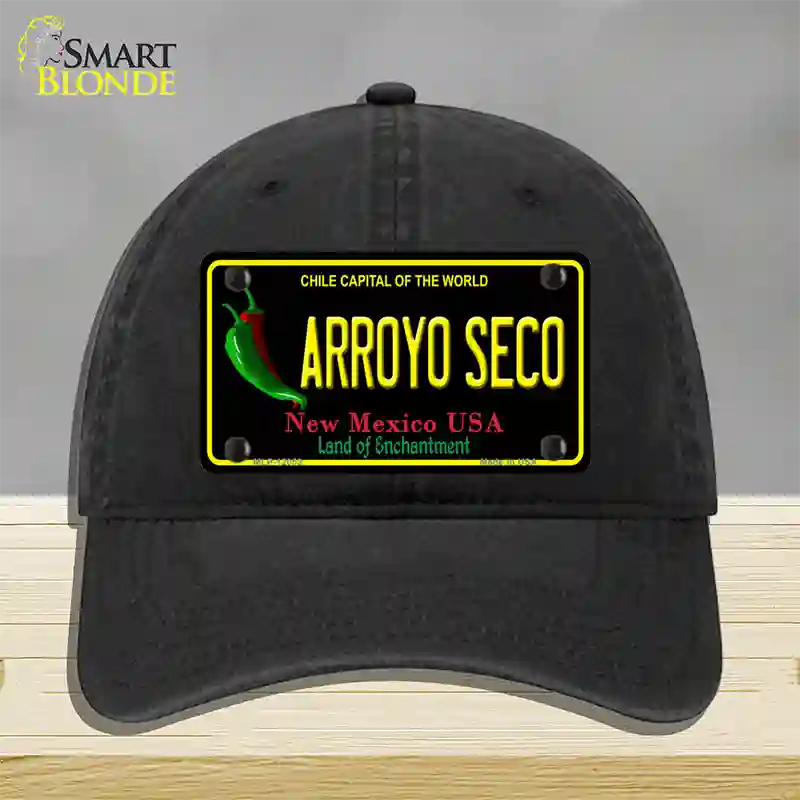 Arroyo Seco Black New Mexico Novelty License Plate Hat Unconstructed Cotton / Black