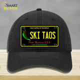 Ski Taos Black New Mexico Novelty License Plate Hat Unconstructed Cotton / Black