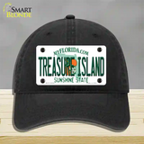 Florida Tresure Island Novelty License Plate Hat Unconstructed Cotton / Black