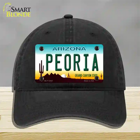 Peoria Arizona Novelty License Plate Hat Unconstructed Cotton / Black