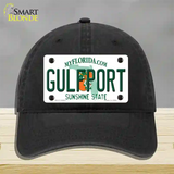 Florida Gulfport Novelty License Plate Hat Unconstructed Cotton / Black