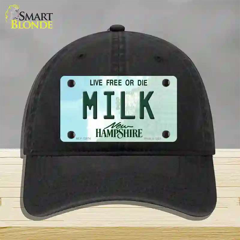 Milk New Hampshire State Novelty License Plate Hat Unconstructed Cotton / Black