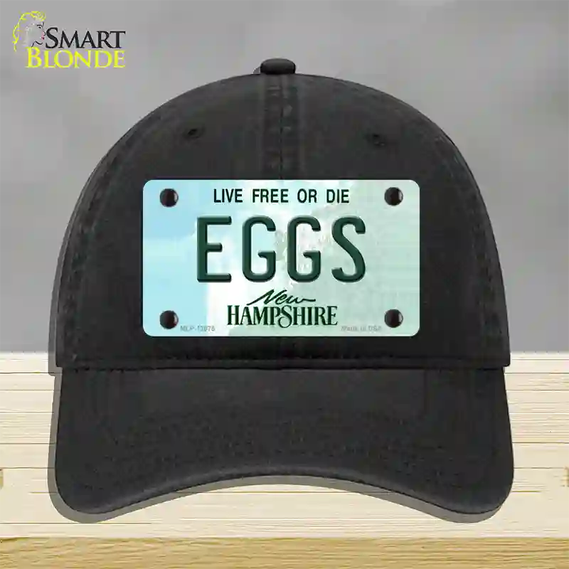 Eggs New Hampshire State Novelty License Plate Hat Unconstructed Cotton / Black