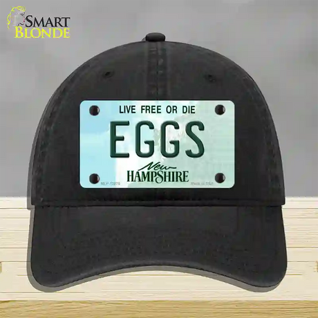 Eggs New Hampshire State Novelty License Plate Hat Unconstructed Cotton / Black