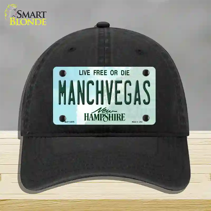 Manchvegas New Hampshire State Novelty License Plate Hat Unconstructed Cotton / Black