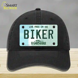 Biker New Hampshire State Novelty License Plate Hat Unconstructed Cotton / Black