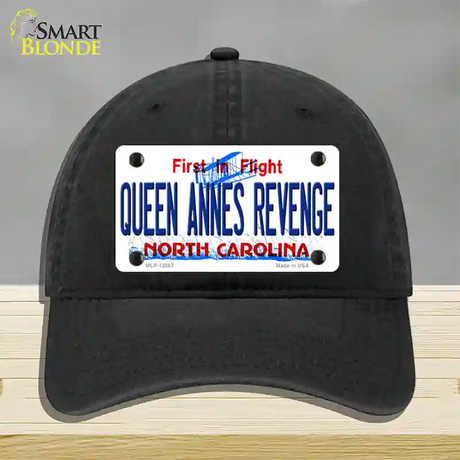 Queen Annes Revenge North Carolina State Novelty License Plate Hat Unconstructed Cotton / Black