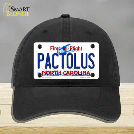 Pactolus North Carolina State Novelty License Plate Hat Unconstructed Cotton / Black