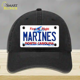 Marines North Carolina State Novelty License Plate Hat Unconstructed Cotton / Black