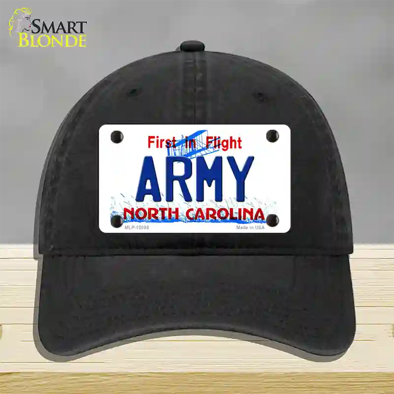 Army North Carolina State Novelty License Plate Hat Unconstructed Cotton / Black