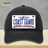 Coast Guard North Carolina State Novelty License Plate Hat Unconstructed Cotton / Black