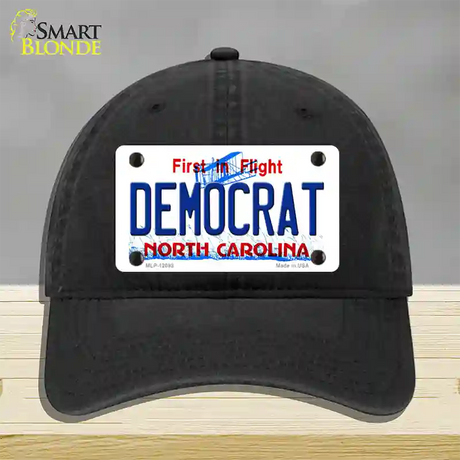 Democrat North Carolina State Novelty License Plate Hat Unconstructed Cotton / Black