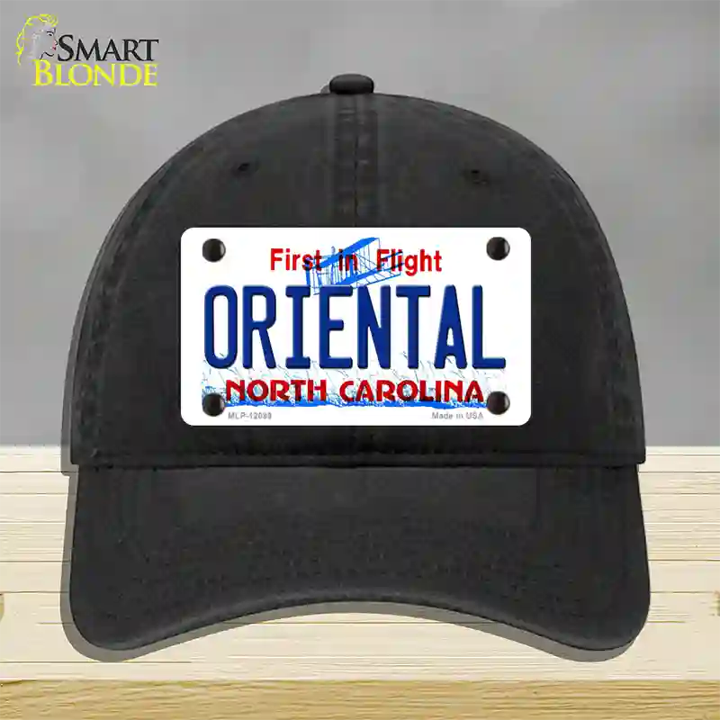 Oriental North Carolina State Novelty License Plate Hat Unconstructed Cotton / Black