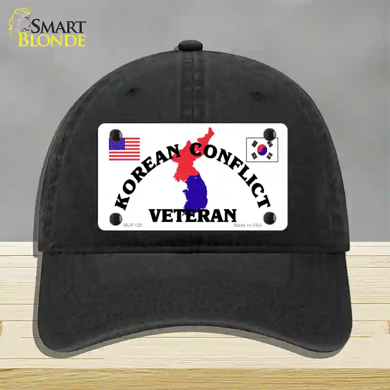 Korean Conflict Veteran Novelty License Plate Hat Unconstructed Cotton / Black