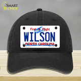 Wilson North Carolina State Novelty License Plate Hat Unconstructed Cotton / Black