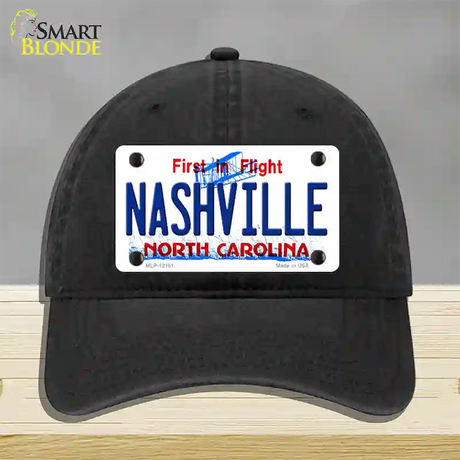 Nashville North Carolina State Novelty License Plate Hat Unconstructed Cotton / Black