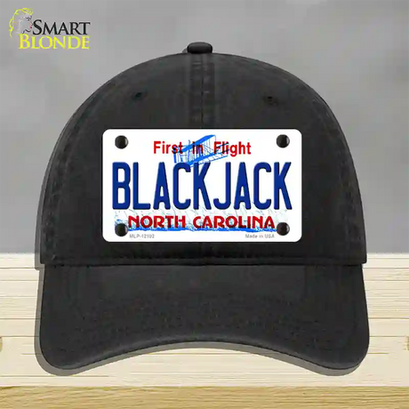 Blackjack North Carolina State Novelty License Plate Hat Unconstructed Cotton / Black