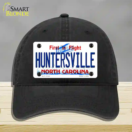 Huntersville North Carolina State Novelty License Plate Hat Unconstructed Cotton / Black