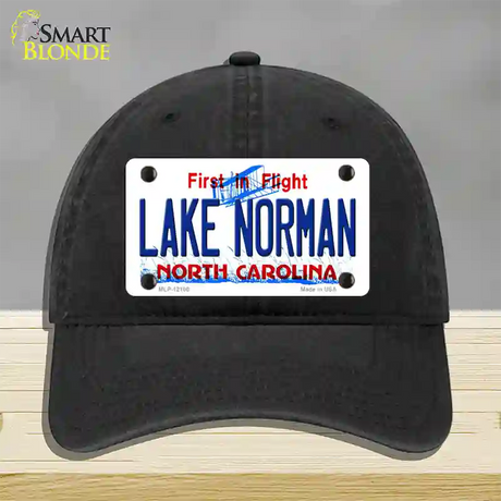 Lake Norman North Carolina State Novelty License Plate Hat Unconstructed Cotton / Black