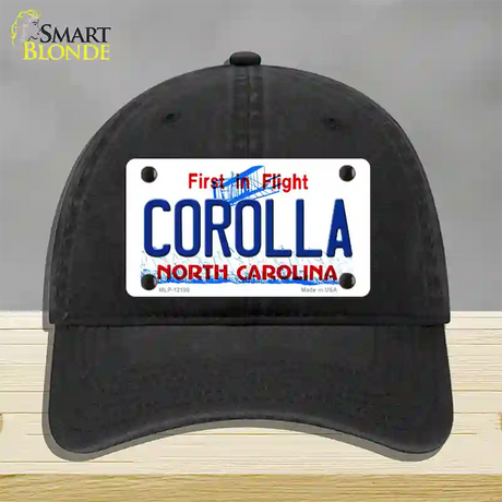 Corolla North Carolina State Novelty License Plate Hat Unconstructed Cotton / Black