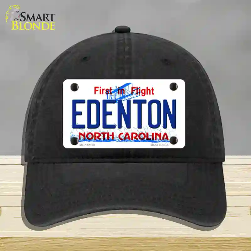 Edenton North Carolina State Novelty License Plate Hat Unconstructed Cotton / Black