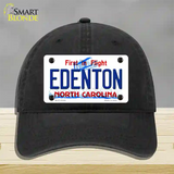 Edenton North Carolina State Novelty License Plate Hat Unconstructed Cotton / Black