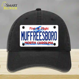 Muffreesboro North Carolina State Novelty License Plate Hat Unconstructed Cotton / Black