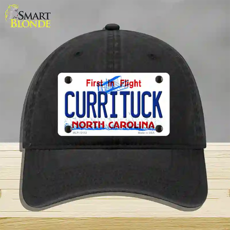 Currituck North Carolina State Novelty License Plate Hat Unconstructed Cotton / Black