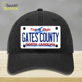 Gates County North Carolina State Novelty License Plate Hat Unconstructed Cotton / Black