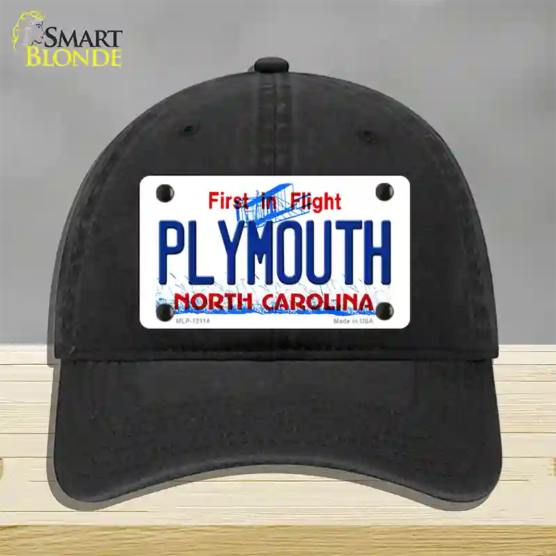 Plymouth North Carolina State Novelty License Plate Hat Unconstructed Cotton / Black