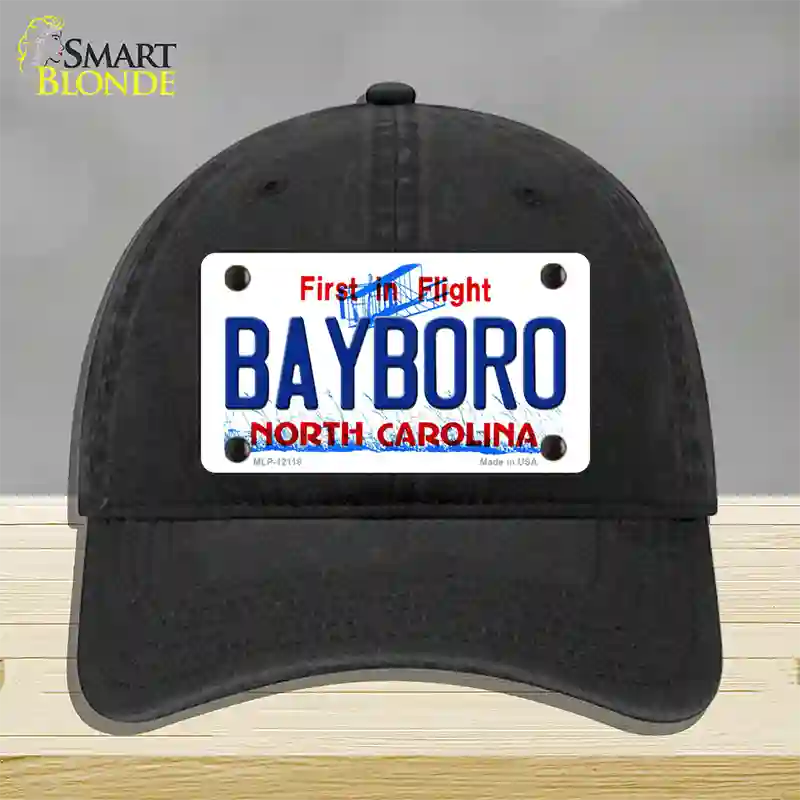 Bayboro North Carolina State Novelty License Plate Hat Unconstructed Cotton / Black