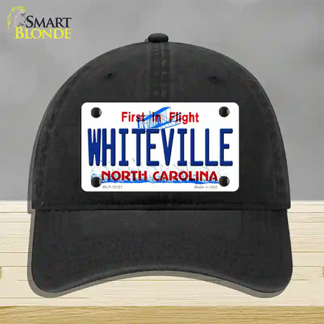 Whiteville North Carolina State Novelty License Plate Hat Unconstructed Cotton / Black