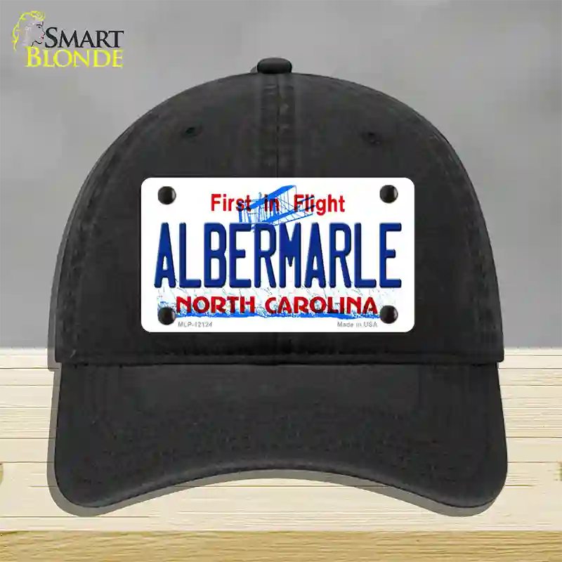 Albermarle North Carolina State Novelty License Plate Hat Unconstructed Cotton / Black