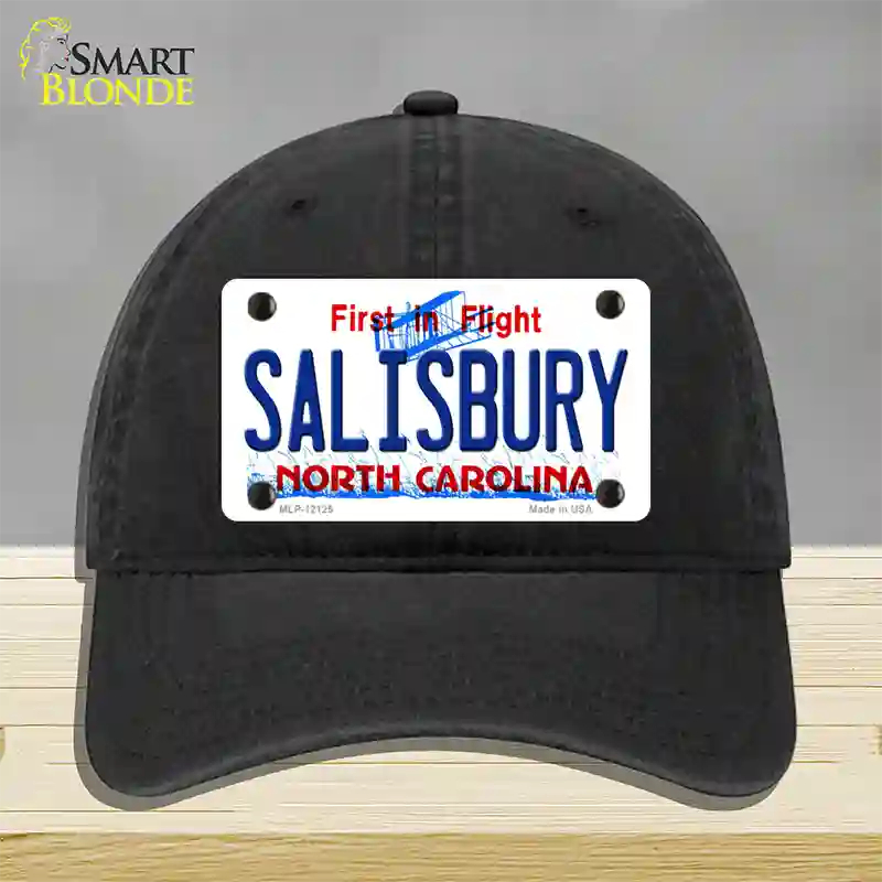 Salisbury North Carolina State Novelty License Plate Hat Unconstructed Cotton / Black