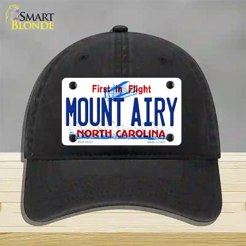 Mount Airy North Carolina State Novelty License Plate Hat Unconstructed Cotton / Black