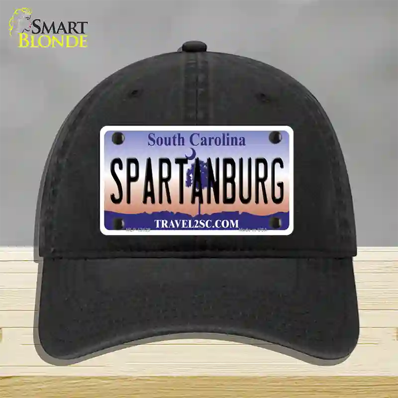 Spartanburg South Carolina State Novelty License Plate Hat Unconstructed Cotton / Black