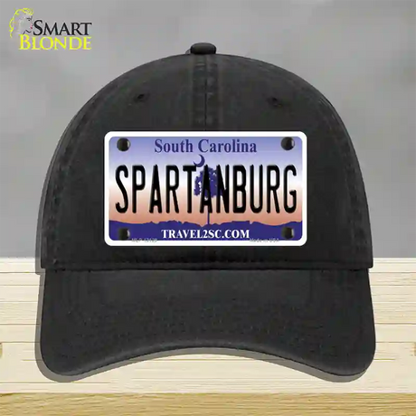 Spartanburg South Carolina State Novelty License Plate Hat Unconstructed Cotton / Black