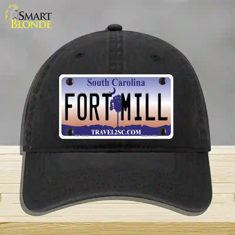 Fort Mill South Carolina Novelty License Plate Hat Unconstructed Cotton / Black