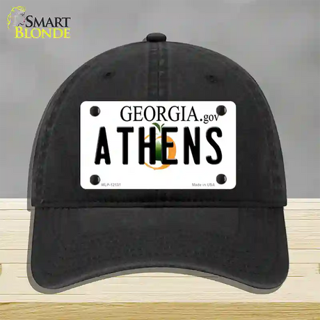 Athens Georgia State Novelty License Plate Hat Unconstructed Cotton / Black