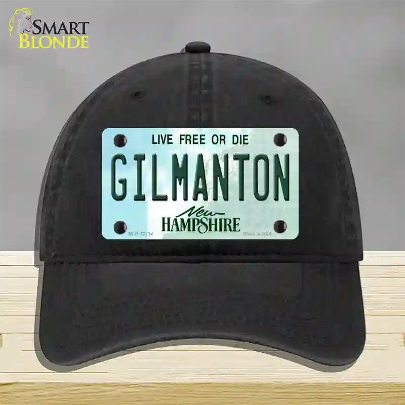 Gilmanton New Hampshire Novelty License Plate Hat Unconstructed Cotton / Black