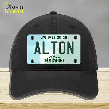 Alton New Hampshire Novelty License Plate Hat Unconstructed Cotton / Black