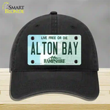 Alton Bay New Hampshire Novelty License Plate Hat Unconstructed Cotton / Black