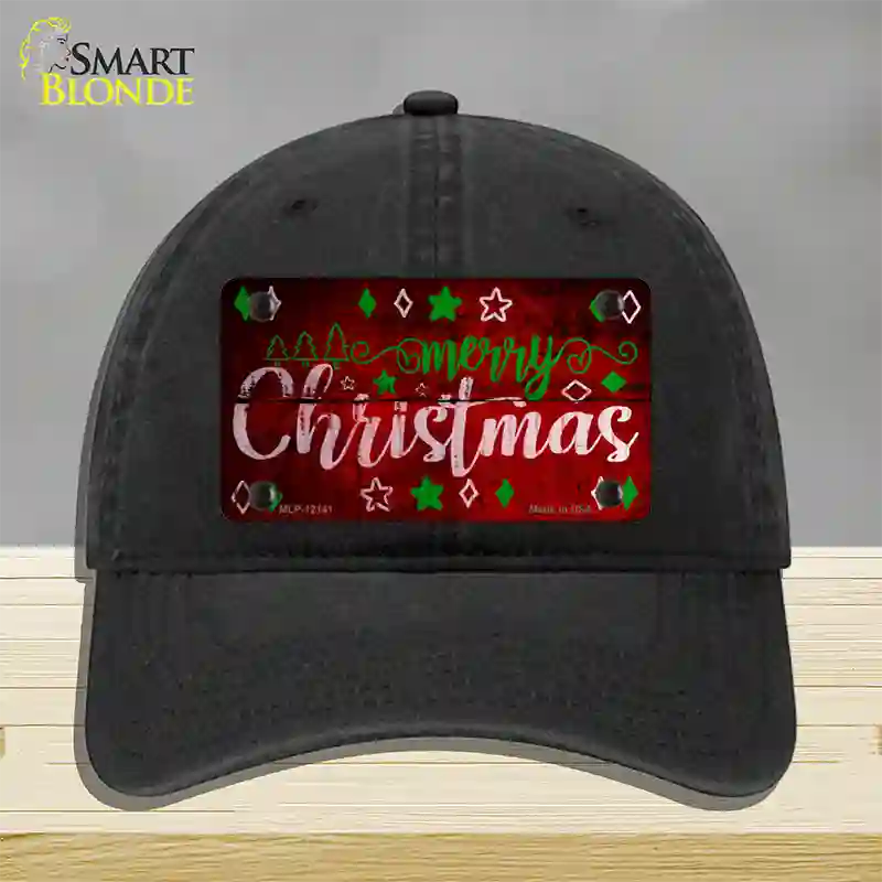 Merry Christmas Red Novelty License Plate Hat Unconstructed Cotton / Black