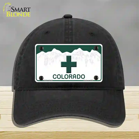 Marajuana Cross Colorado Novelty License Plate Hat Unconstructed Cotton / Black